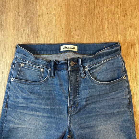 Madewell Cali Demi Boot Jeans Medium Wash High Rise Frayed Hem Size 26 - Picture 4 of 9